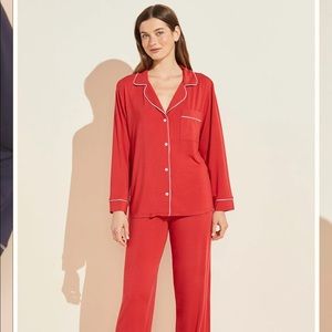 NWT Eberjey Red Gisele Long PJ Set
